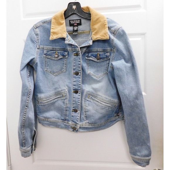 Polo Ralph Lauren Sweaters - Vintage Polo Jeans Co Ralph Lauren Denim Jacket USA Flag Corduroy Collar sz L